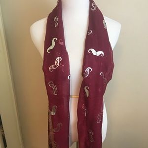 Burgundy Mustache Scarf